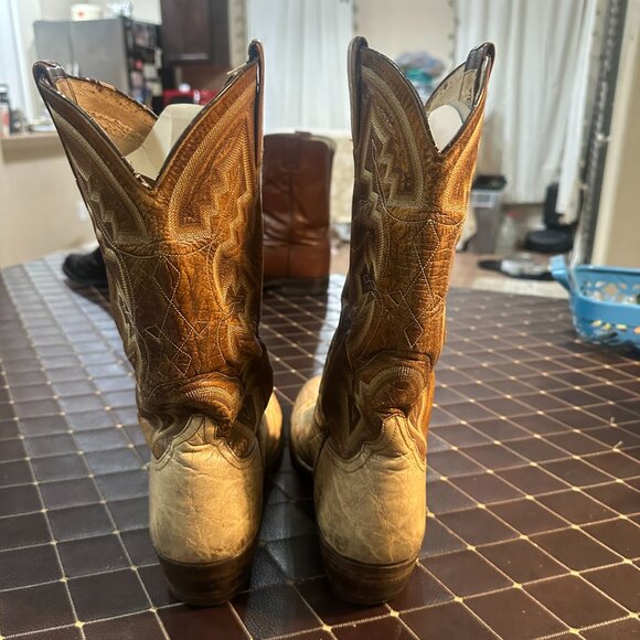 Vintage Mercedes Two-Tone Cowboy Boots – Distressed Leather Western Wear - Picture 2 of 9